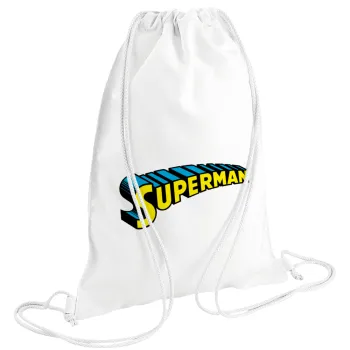 Superman vintage, Backpack pouch GYMBAG white (28x40cm)
