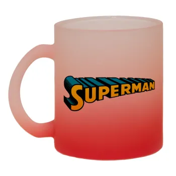Superman vintage, Κούπα γυάλινη δίχρωμη με βάση το κόκκινο ματ, 330ml