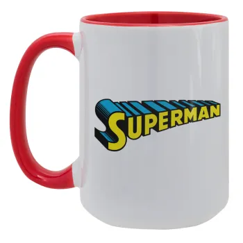 Superman vintage, Κούπα Mega 15oz, κεραμική Κόκκινη, 450ml