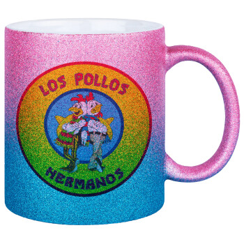 Los Pollos Hermanos, Κούπα Χρυσή/Μπλε Glitter, κεραμική, 330ml