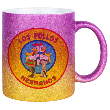 Los Pollos Hermanos, Κούπα Χρυσή/Ροζ Glitter, κεραμική, 330ml