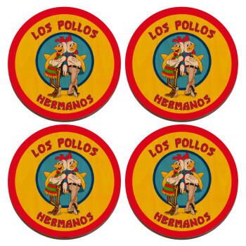 Los Pollos Hermanos, ΣΕΤ x4 Σουβέρ ξύλινα στρογγυλά plywood (9cm)