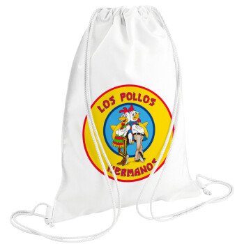 Los Pollos Hermanos, Τσάντα πλάτης πουγκί GYMBAG λευκή (28x40cm)