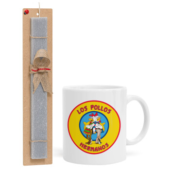 Los Pollos Hermanos, Easter Set, Ceramic Cup (330ml) & Easter aromatic flat candle (30cm) (GRAY)