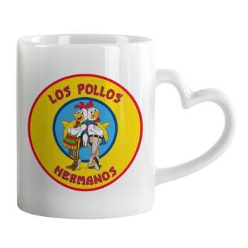 Los Pollos Hermanos, Mug heart handle, ceramic, 330ml