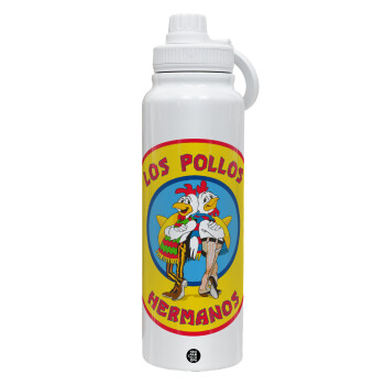 Los Pollos Hermanos, 1L Stainless Steel Thermal Bottle with Phone Holder & Double Wall Insulation