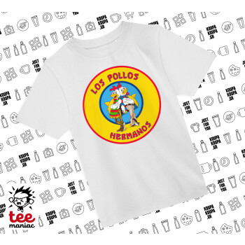 Los Pollos Hermanos, Άνετο παιδικό T-Shirt ΛΕΥΚΟ από 100% βαμβάκι, για κάθε μέρα. Vegan & OEKO-TEX πιστοποιημένο.