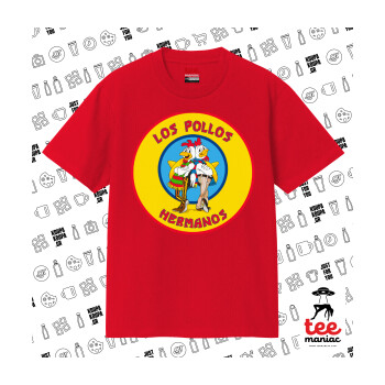 Los Pollos Hermanos, Κλασικό T-Shirt, διπλής ραφής, χωρίς πλευρικές ραφές ΚΟΚΚΙΝΟ από 100% βαμβάκι. Vegan & OEKO-TEX πιστοποιημένο.