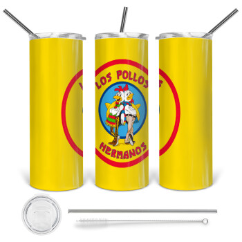 Los Pollos Hermanos, 360 Eco friendly stainless steel tumbler 600ml, with metal straw & cleaning brush