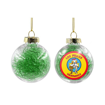Los Pollos Hermanos, Transparent Christmas tree ball ornament with green filling 8cm