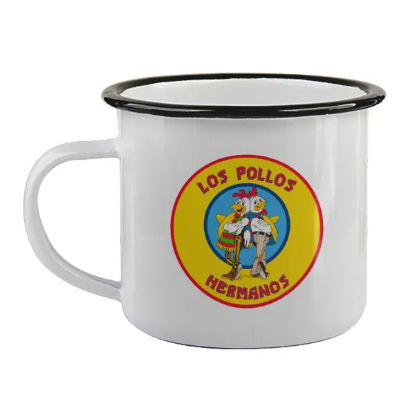 Los Pollos Hermanos — Enamel mug with black rim, 360ml