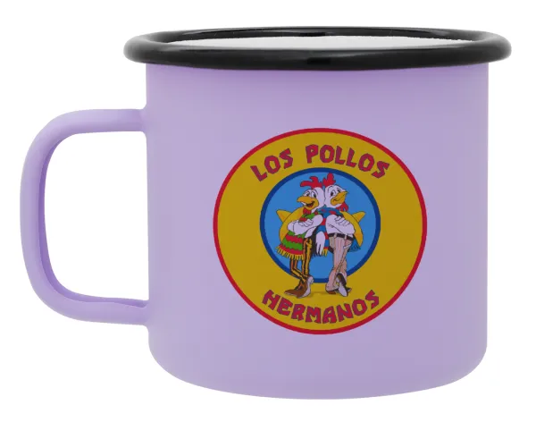 Los Pollos Hermanos — Metal enamel mug, matte light pastel purple, 360ml