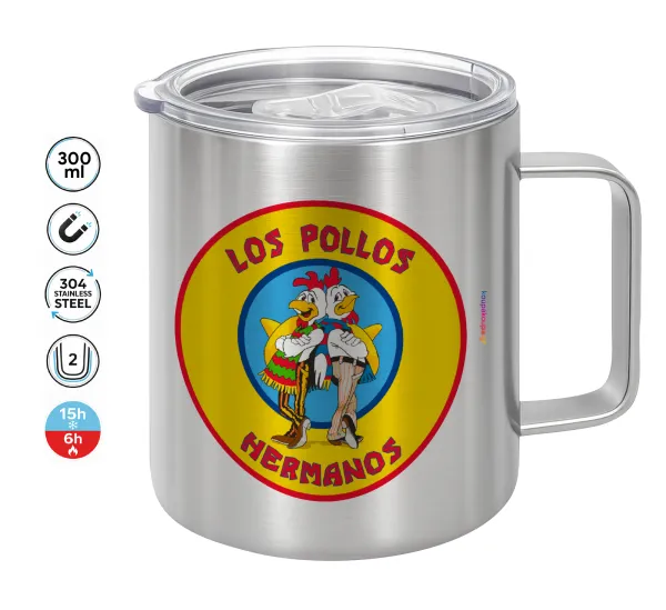 Los Pollos Hermanos — Double-walled stainless steel mug 300ml with temperature-retaining lid
