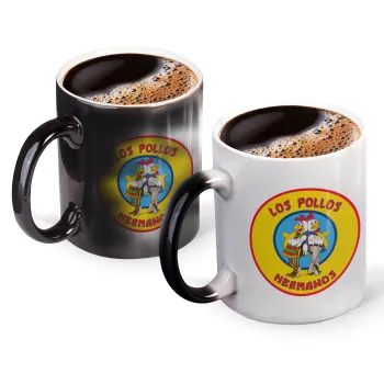 Los Pollos Hermanos, Color changing magic Mug, ceramic, 330ml when adding hot liquid inside, the black colour desappears (1 pcs)