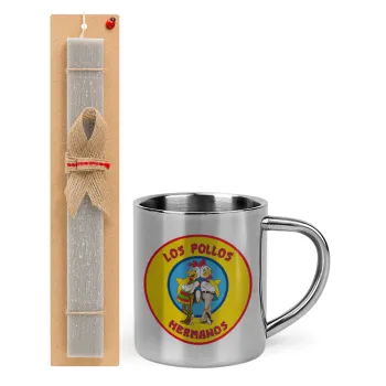 Los Pollos Hermanos, Πασχαλινή Λαμπάδα με μεταλλική κούπα θερμό (300ml) & κερί αρωματικό πλακέ (30cm) (ΓΚΡΙ)