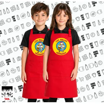 Los Pollos Hermanos, Κόκκινη ΠΑΙΔΙΚΗ Ποδιά μακριά Σεφ ολόσωμη με τσέπες