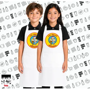 Los Pollos Hermanos, Λευκή ΠΑΙΔΙΚΗ Ποδιά μακριά Σεφ ολόσωμη με τσέπες