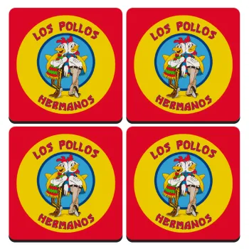 Los Pollos Hermanos, ΣΕΤ 4 Σουβέρ ξύλινα τετράγωνα (9cm)