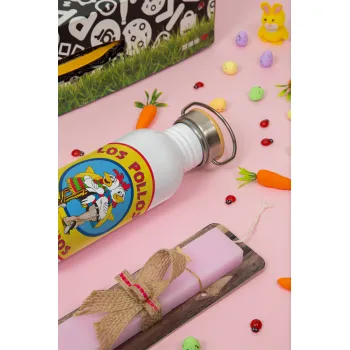 Los Pollos Hermanos, Πασχαλινή Λαμπάδα με παγούρι μεταλλικό (620ml, stainless steel) & κερί αρωματικό πλακέ (30cm) (ΡΟΖ)