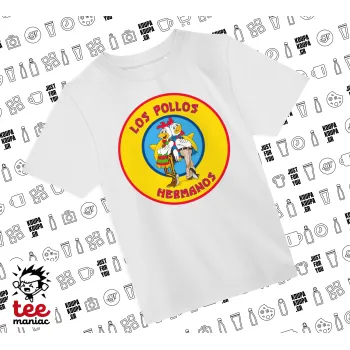 Los Pollos Hermanos, Άνετο παιδικό T-Shirt ΛΕΥΚΟ από 100% βαμβάκι, για κάθε μέρα. Vegan & OEKO-TEX πιστοποιημένο.