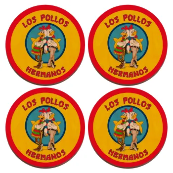 Los Pollos Hermanos, ΣΕΤ x4 Σουβέρ ξύλινα στρογγυλά plywood (9cm)