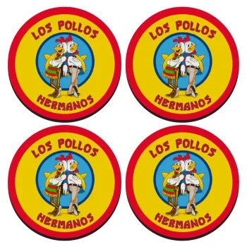 Los Pollos Hermanos, SET of 4 round wooden coasters (9cm)