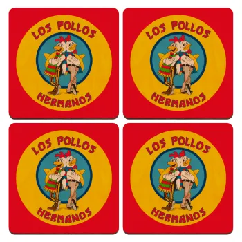 Los Pollos Hermanos, ΣΕΤ x4 Σουβέρ ξύλινα τετράγωνα plywood (9cm)