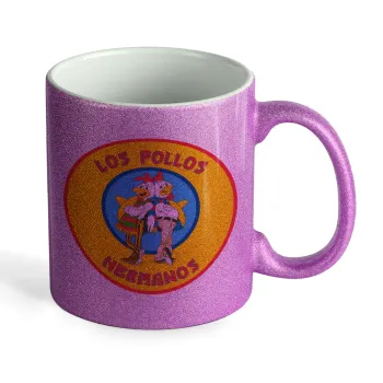 Los Pollos Hermanos, Κούπα Μωβ Glitter που γυαλίζει, κεραμική, 330ml