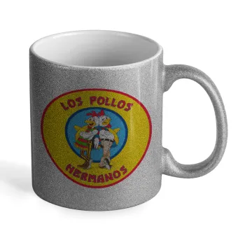 Los Pollos Hermanos, Κούπα Ασημένια Glitter που γυαλίζει, κεραμική, 330ml