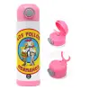 Children's hot water bottle, stainless steel, with safety straw, PINK (500ml)