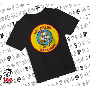 Los Pollos Hermanos, Άνετο παιδικό T-Shirt ΜΑΥΡΟ από 100% βαμβάκι, για κάθε μέρα. Vegan & OEKO-TEX πιστοποιημένο.