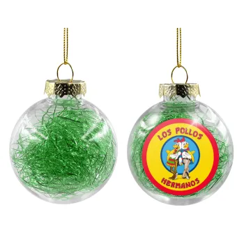 Los Pollos Hermanos, Transparent Christmas tree ball ornament with green filling 8cm