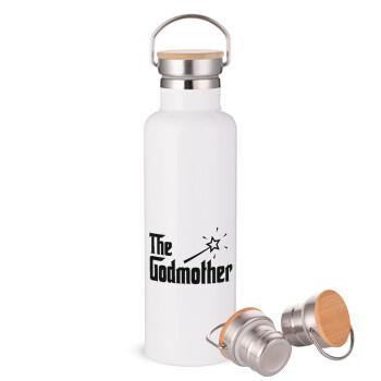 The Godmather, Stainless steel White with wooden lid (bamboo), double wall, 750ml