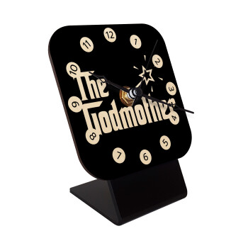 The Godmather, Quartz Table clock in natural wood (10cm)
