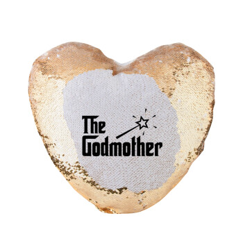 The Godmather, Μαξιλάρι καναπέ καρδιά Μαγικό Χρυσό με πούλιες 40x40cm περιέχεται το  γέμισμα