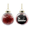 Transparent Christmas tree ball ornament with red filling 8cm