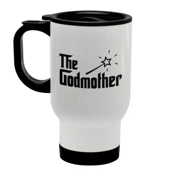 The Godmather, Stainless steel travel mug with lid, double wall white 450ml