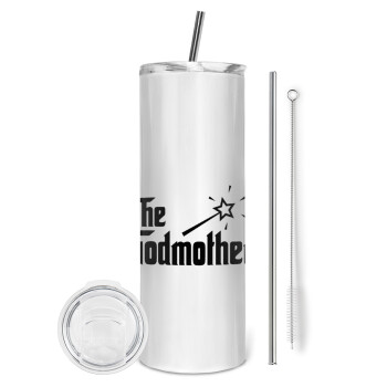 The Godmather, Eco friendly stainless steel tumbler 600ml, with metal straw & cleaning brush