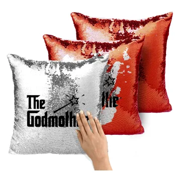 The Godmather, Μαξιλάρι καναπέ Μαγικό Κόκκινο με πούλιες 40x40cm περιέχεται το γέμισμα