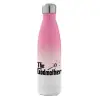 Metal mug thermos Pink/White (Stainless steel), double wall, 500ml