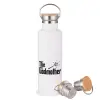 Stainless steel White with wooden lid (bamboo), double wall, 750ml