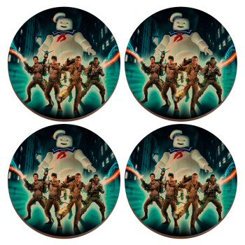 Ghostbusters team, ΣΕΤ x4 Σουβέρ ξύλινα στρογγυλά plywood (9cm)