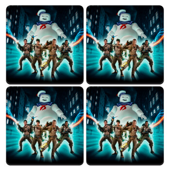 Ghostbusters team, ΣΕΤ 4 Σουβέρ ξύλινα τετράγωνα (9cm)