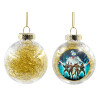 Transparent Christmas tree ball ornament with gold filling 8cm