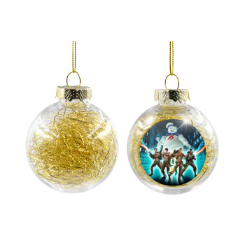 Ghostbusters team, Χριστουγεννιάτικη μπάλα δένδρου διάφανη με χρυσό γέμισμα 8cm