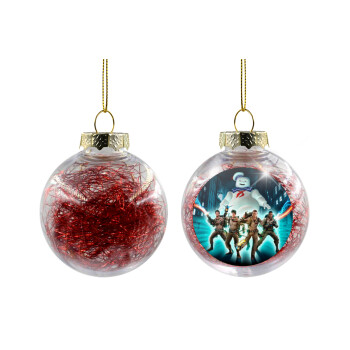 Ghostbusters team, Transparent Christmas tree ball ornament with red filling 8cm