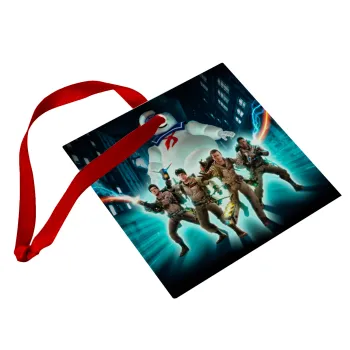 Ghostbusters team, Στολίδι Χριστουγεννιάτικο στολίδι γυάλινο τετράγωνο 9x9cm
