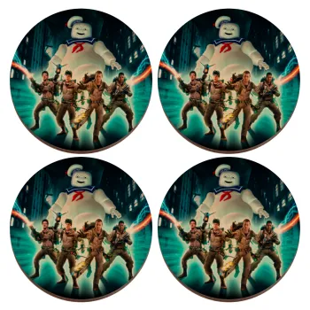 Ghostbusters team, ΣΕΤ x4 Σουβέρ ξύλινα στρογγυλά plywood (9cm)