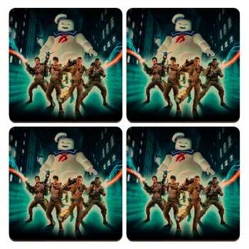 Ghostbusters team, ΣΕΤ x4 Σουβέρ ξύλινα τετράγωνα plywood (9cm)