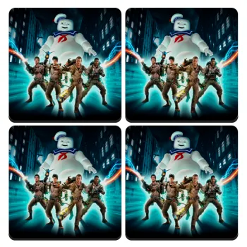 Ghostbusters team, ΣΕΤ 4 Σουβέρ ξύλινα τετράγωνα (9cm)